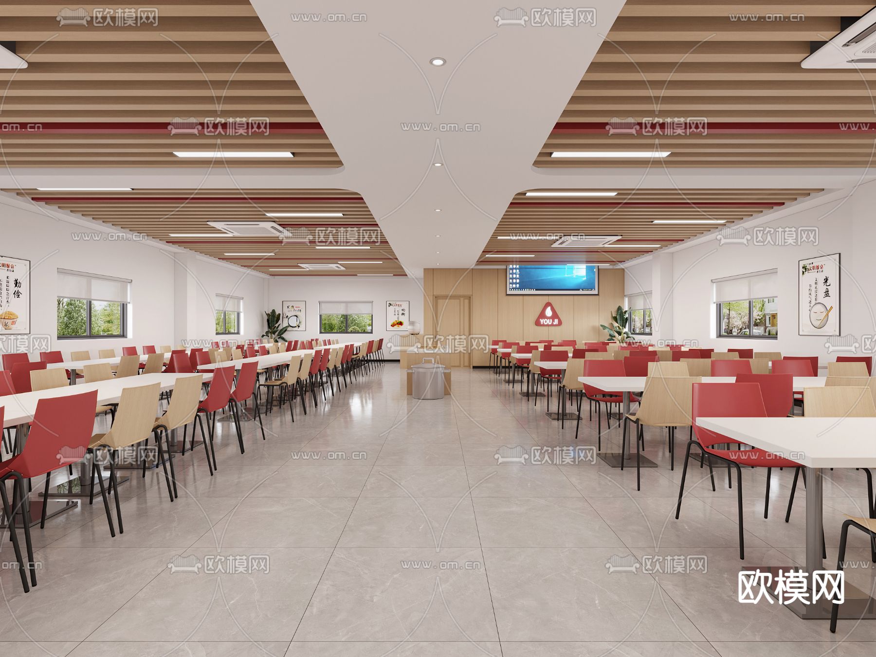 现代公司食堂3d模型下载（渲染图2）