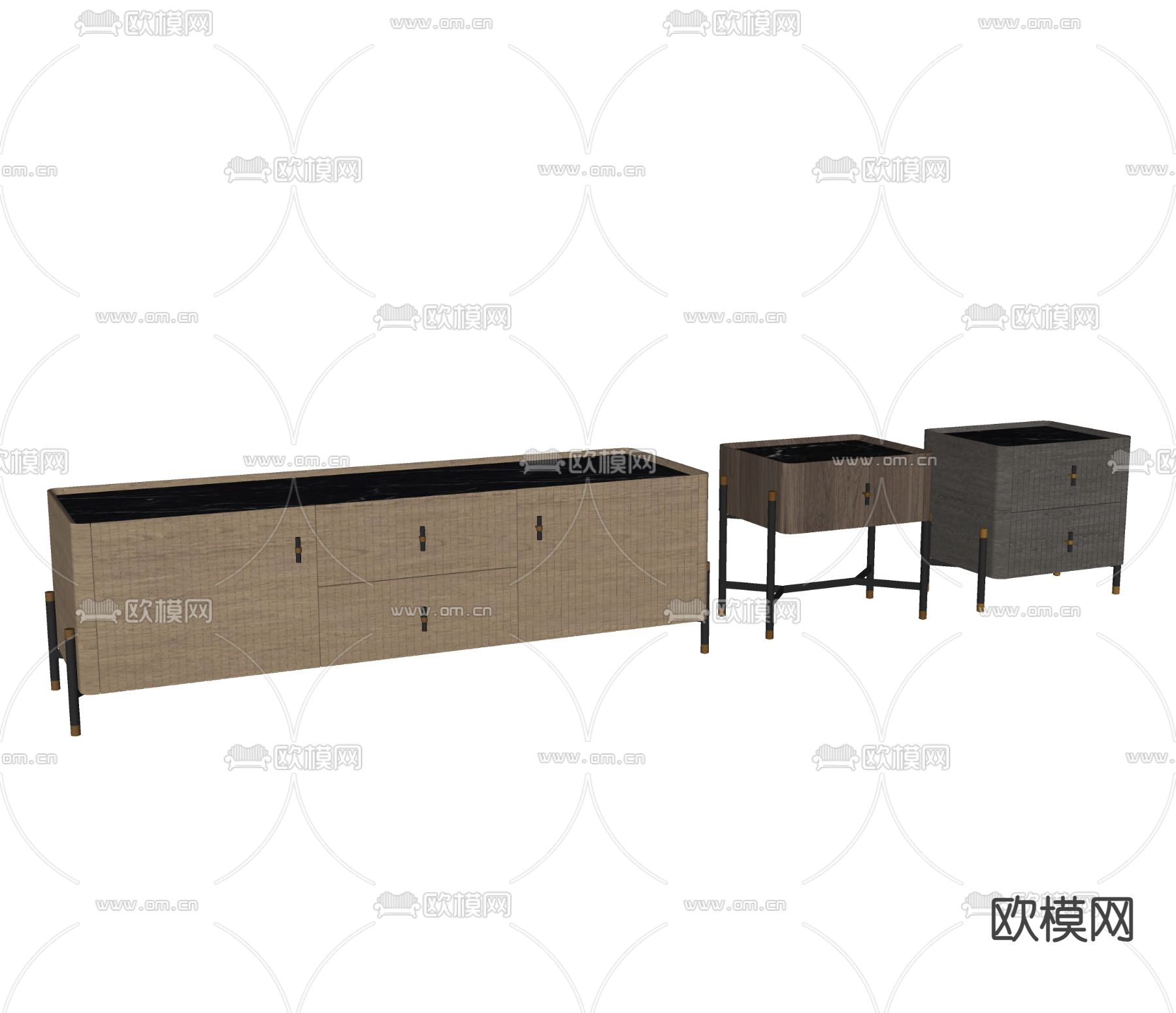 Poliform床头柜 电视柜su模型下载（渲染图2）