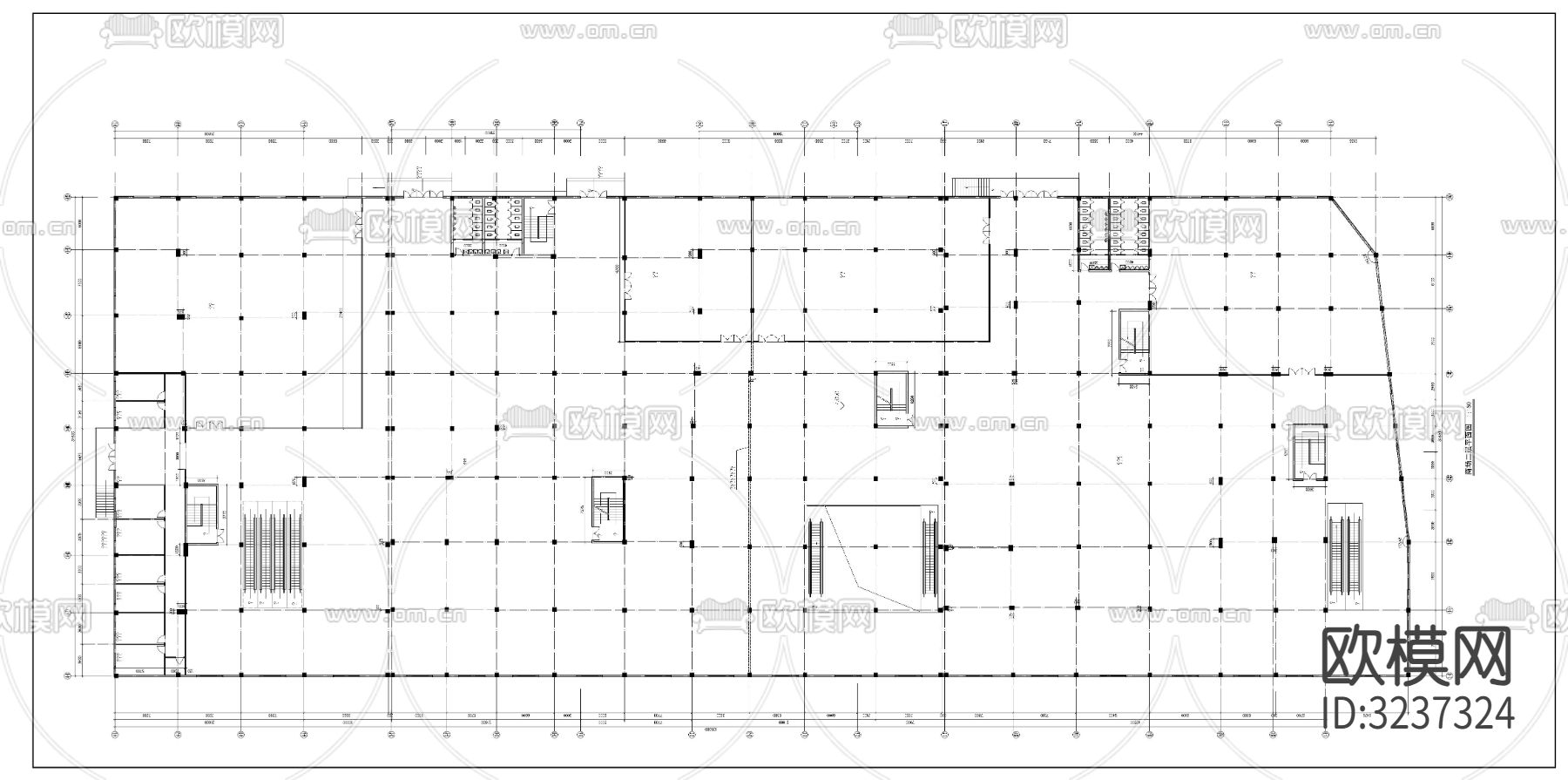 商场 地下二层停车场cad平面图下载（渲染图4）