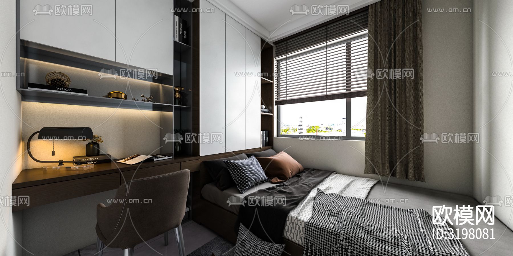 现代客厅 卧室装修效果图下载（渲染图3）