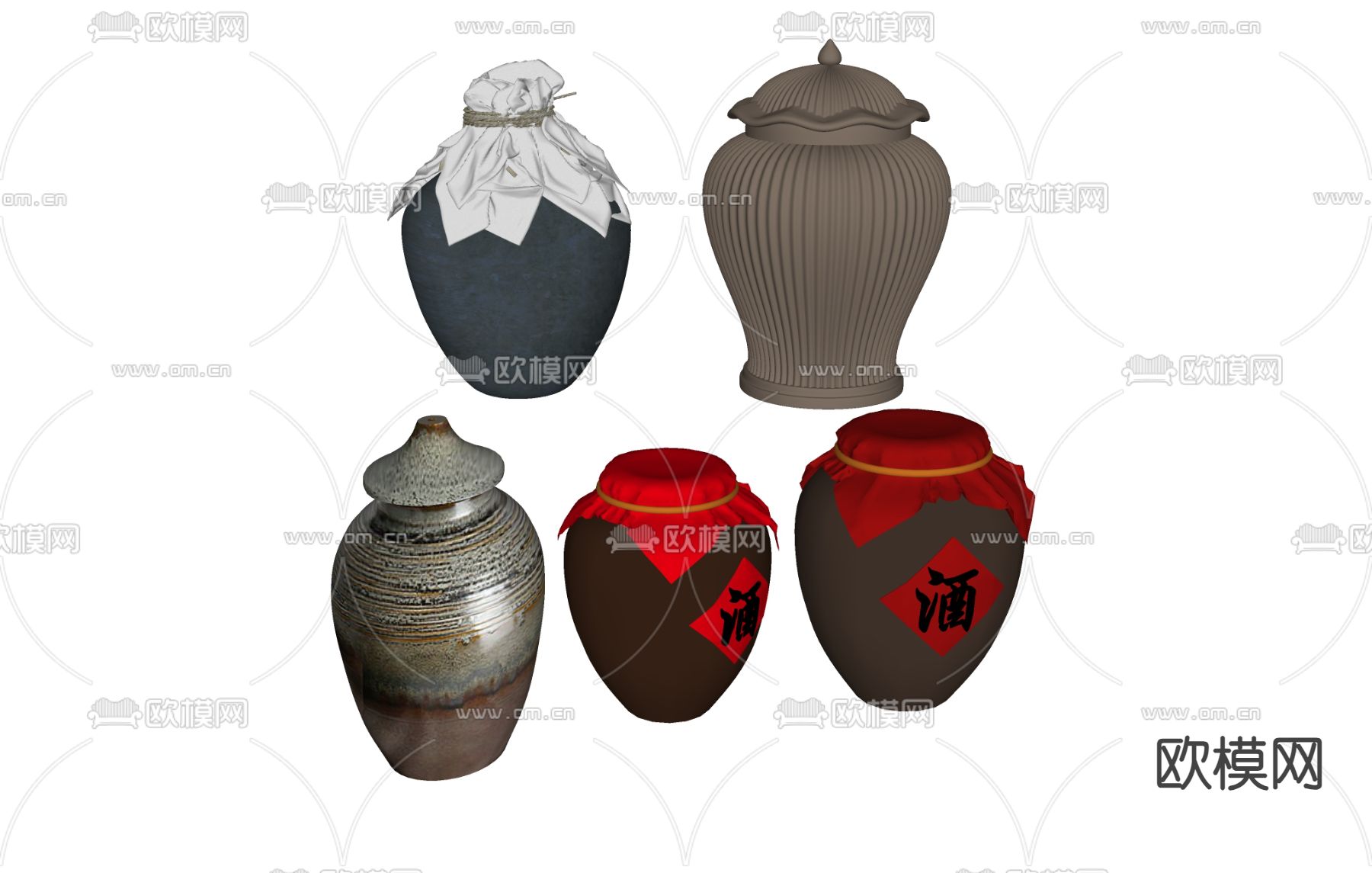 罐子 酒坛 酒罐su模型下载（渲染图1）