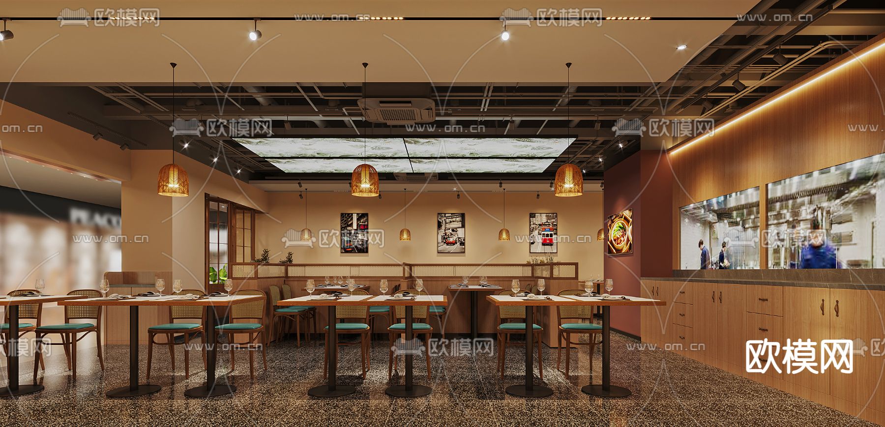 广式煲仔饭馆3d模型下载（渲染图2）