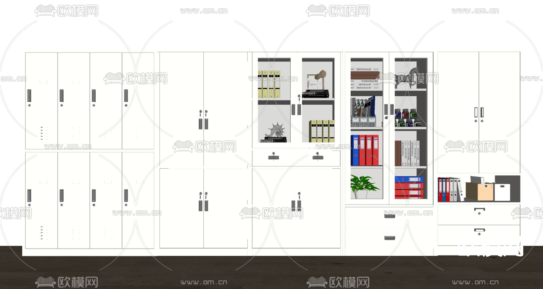办公室资料柜 档案柜 文件柜 铁皮柜su模型下载（渲染图2）