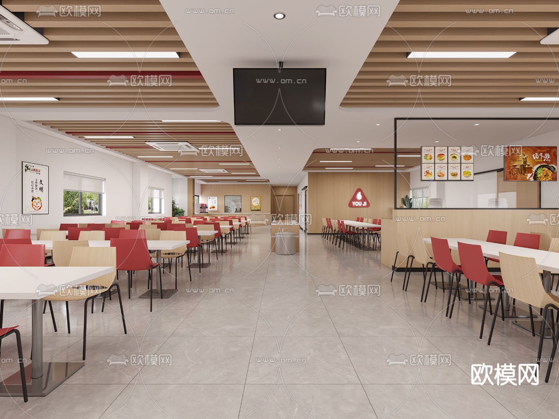 现代公司食堂3d模型下载（渲染图1）