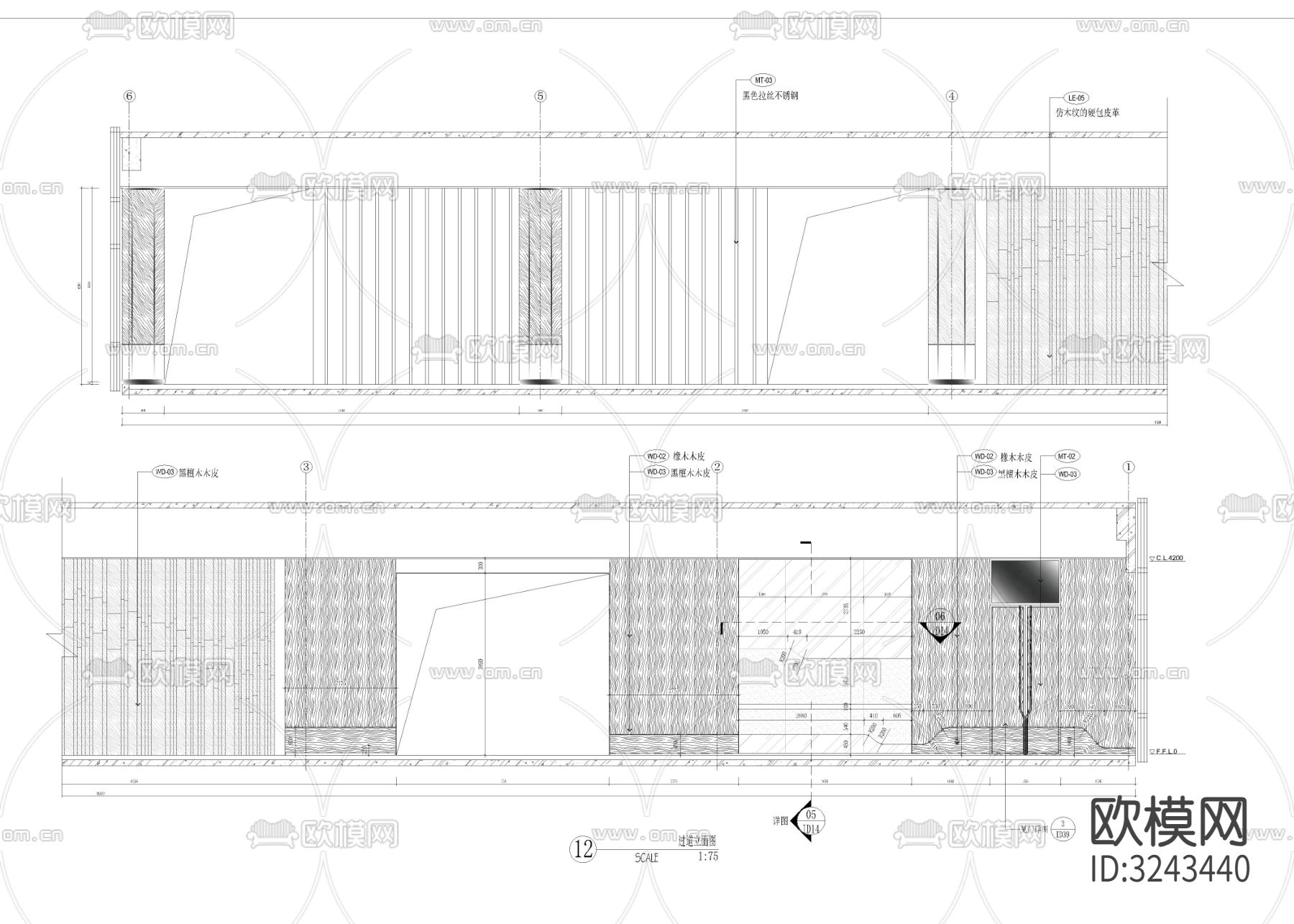 1670㎡售楼处cad平面图下载（渲染图4）