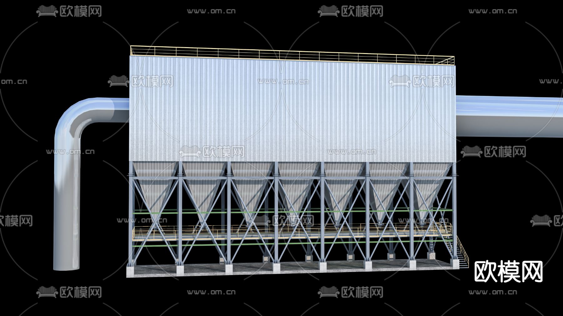 现代 脱硫除尘器3d模型下载