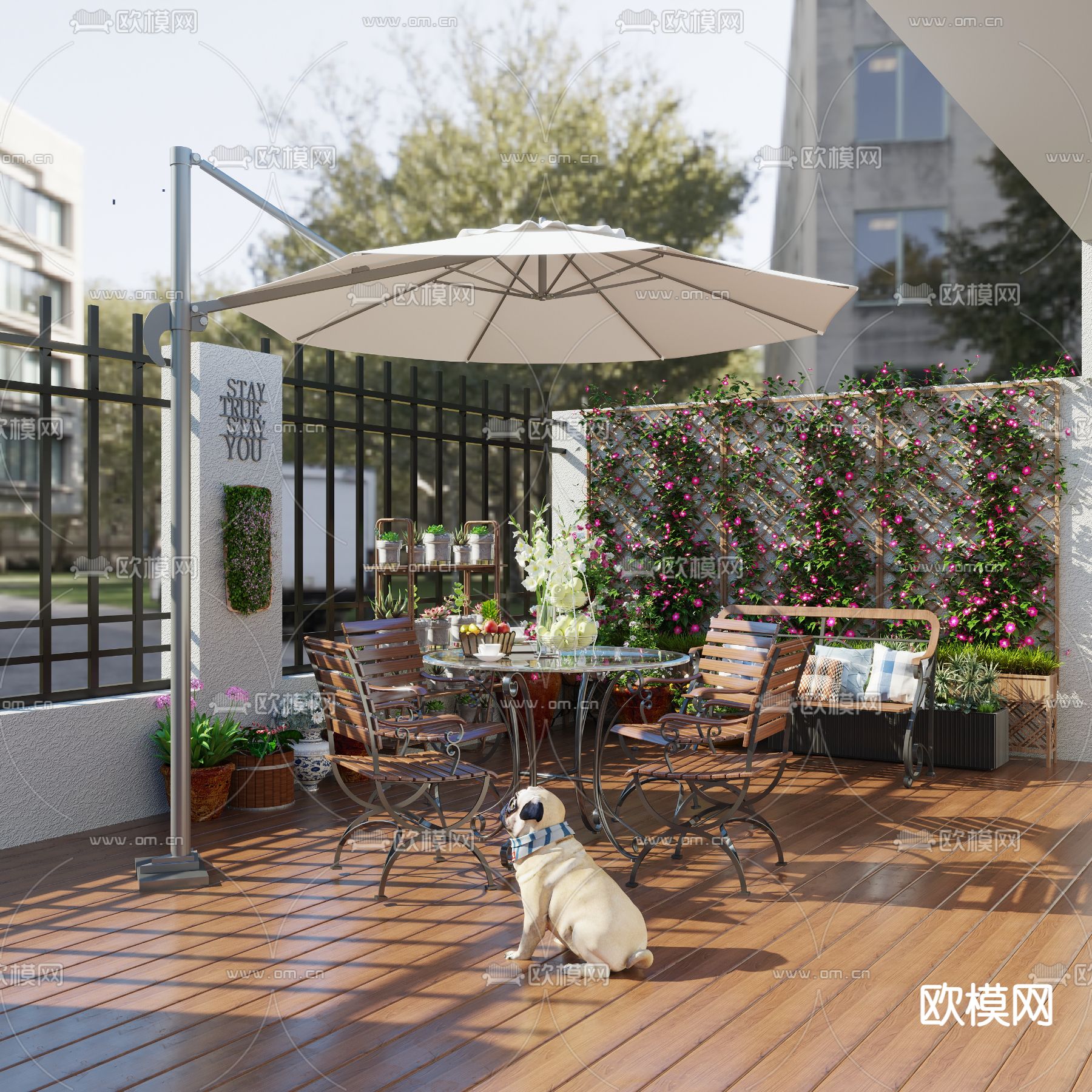 别墅庭院 花园3d模型下载