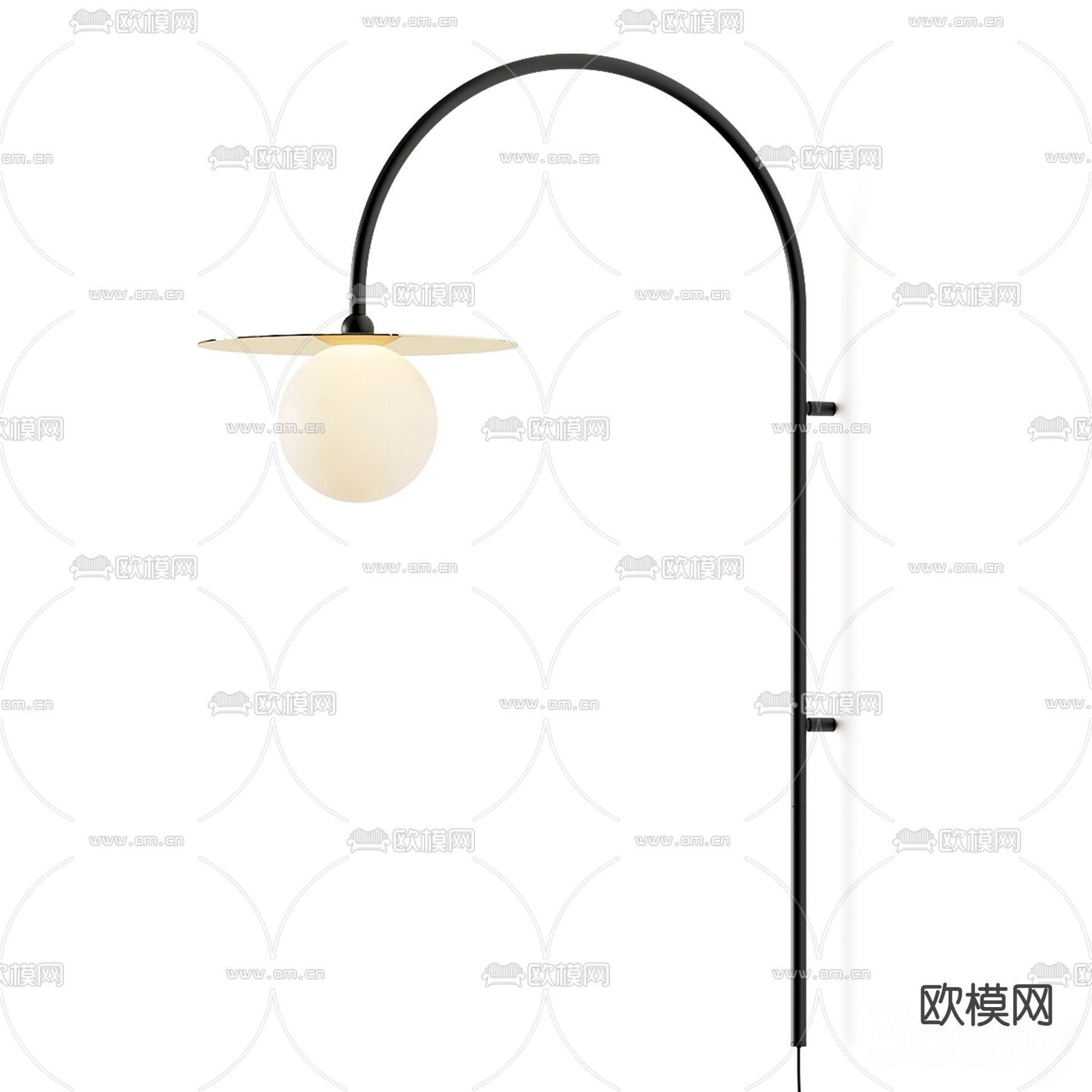 简欧球形壁灯3d模型下载（渲染图1）
