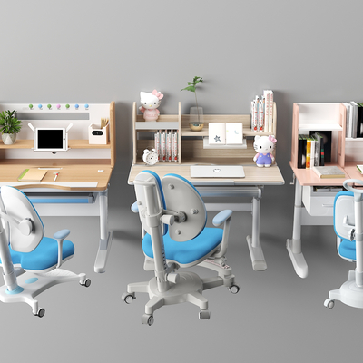  现代书桌 儿童学习桌su模型 
