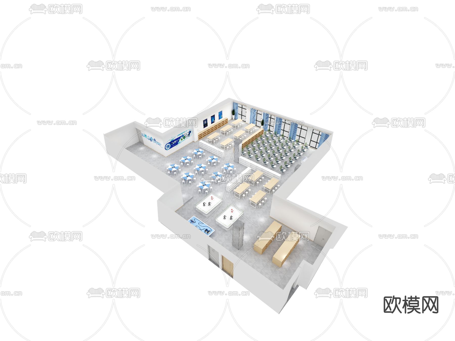 人工智能教室3d模型下载（渲染图3）