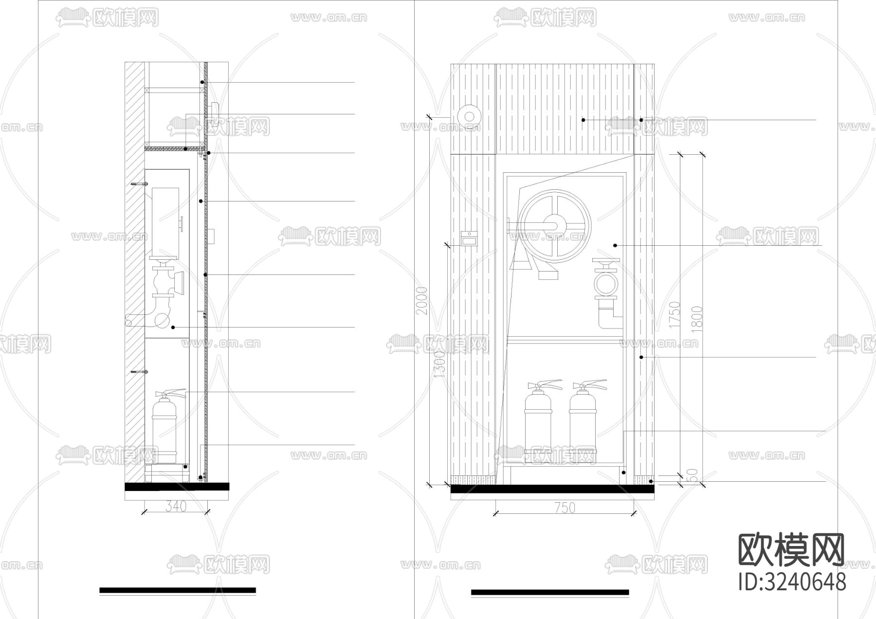 暗藏式消防栓cad立面图下载（渲染图5）
