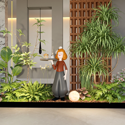  室内植物 植物堆 花镜 庭院小品su模型 