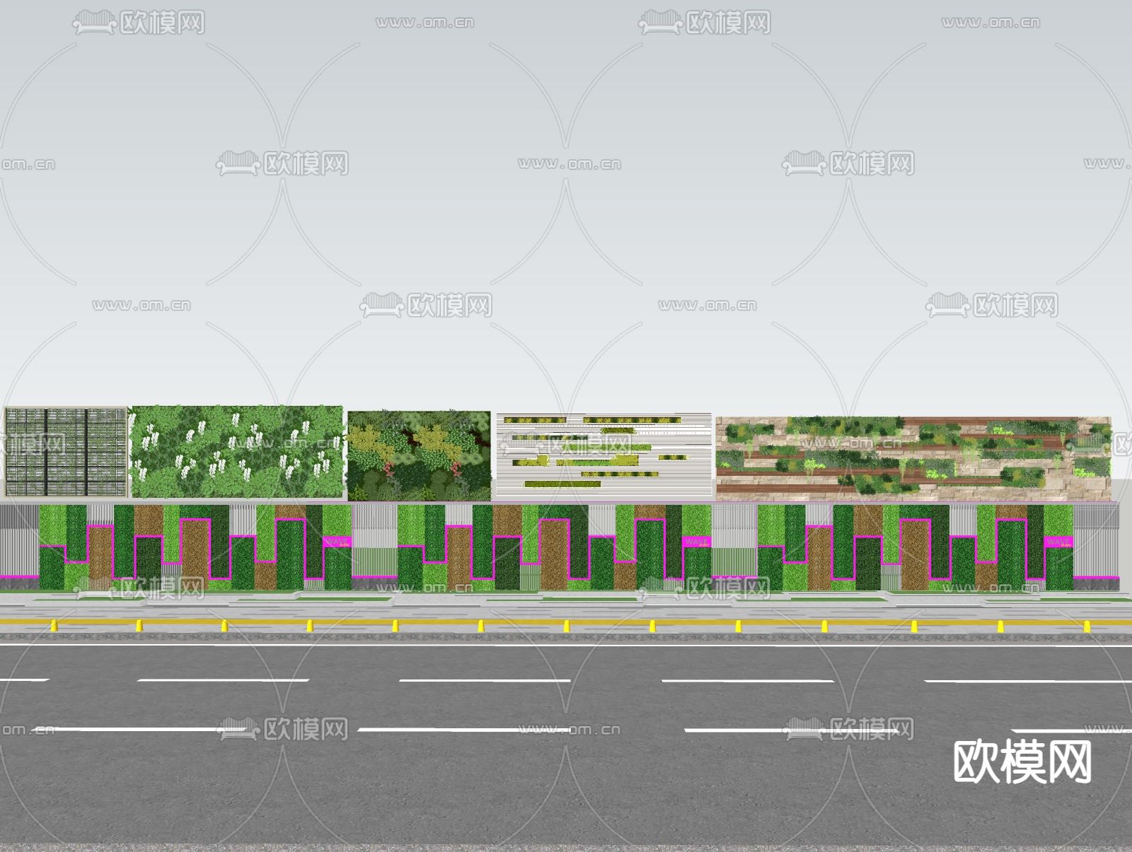 绿植墙su模型下载（渲染图1）