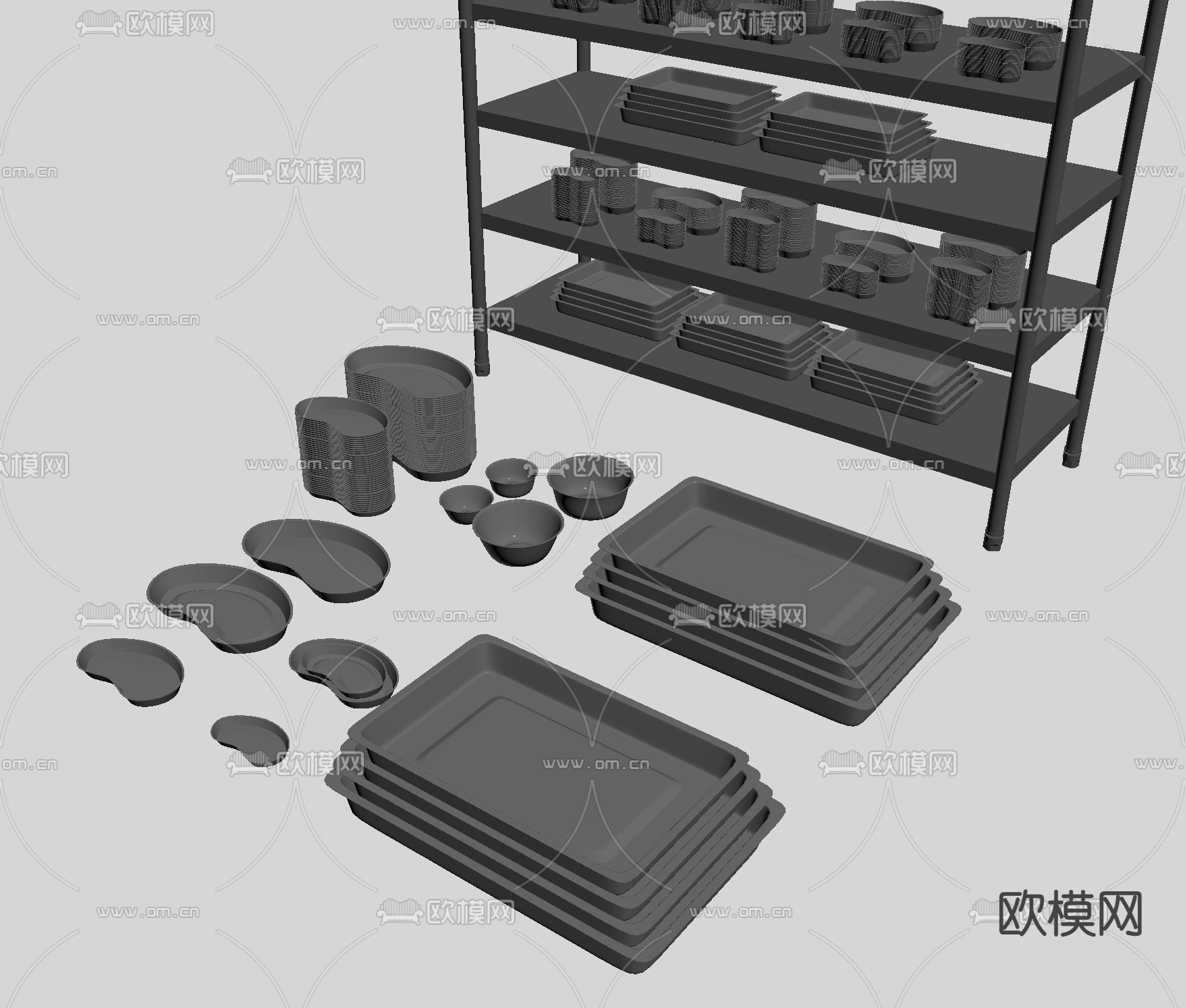 餐盘 不锈钢托盘 碗su模型下载（渲染图1）