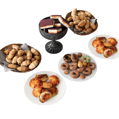  食物面食 牛角包 提拉米苏 面包圈su模型 