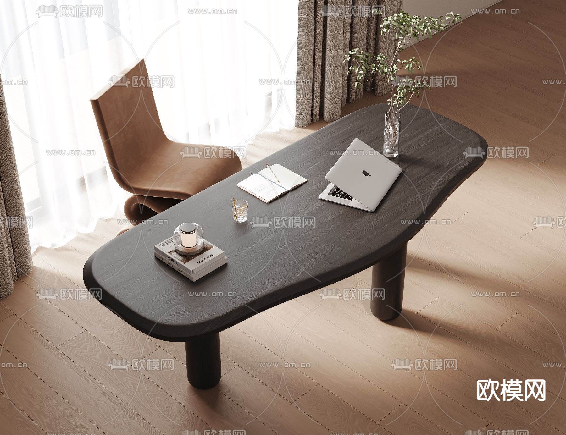 现代书桌椅su模型下载（渲染图2）