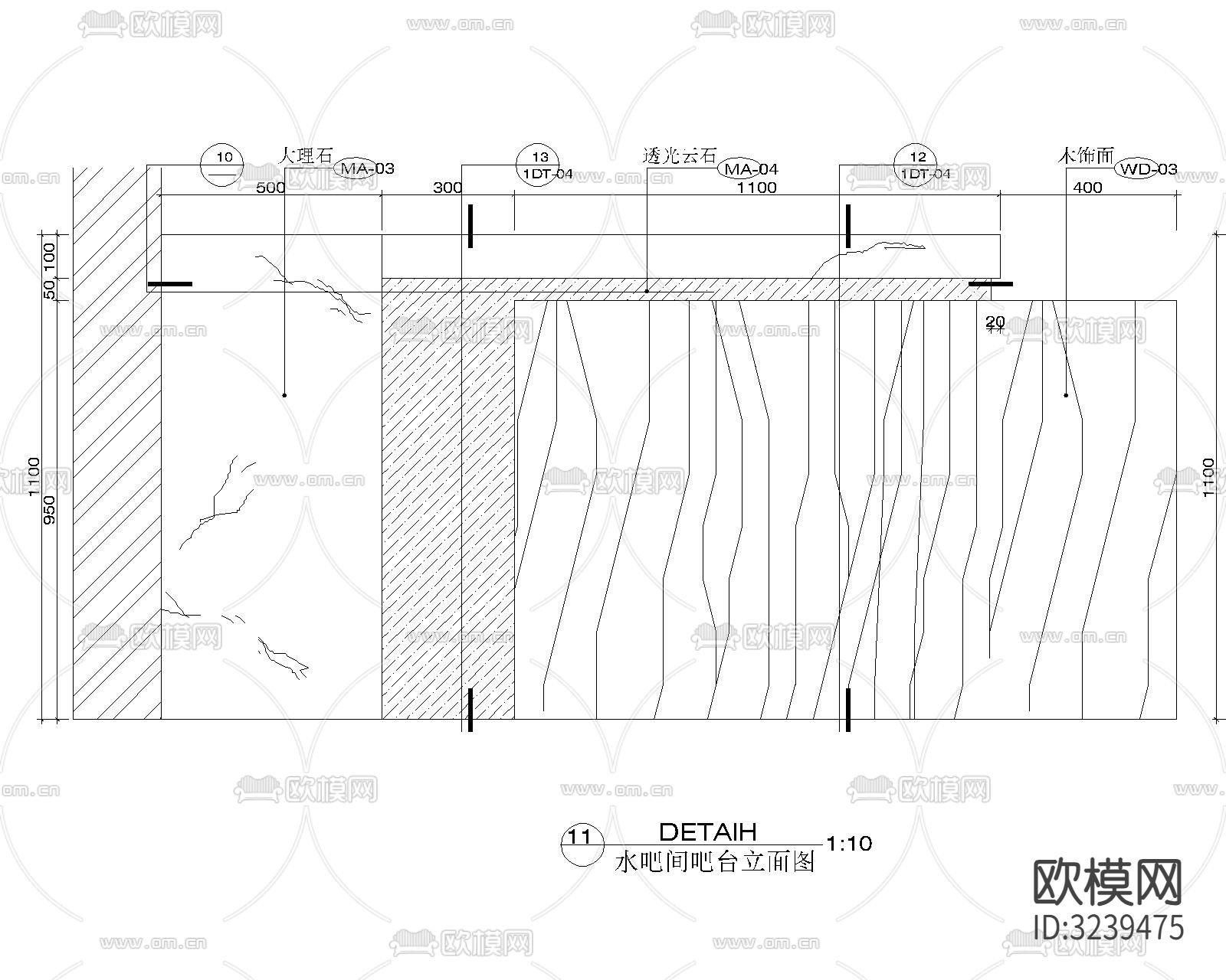 家庭水吧台cad平面图下载（渲染图2）