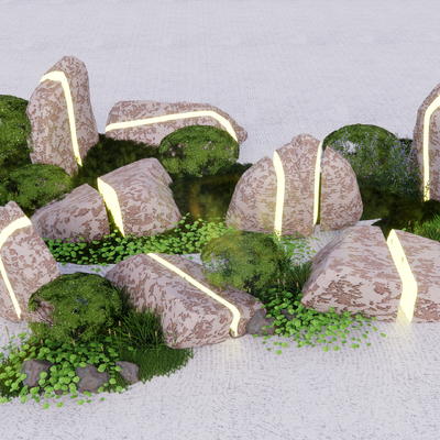 现代景观灯 石头灯 景观石su模型