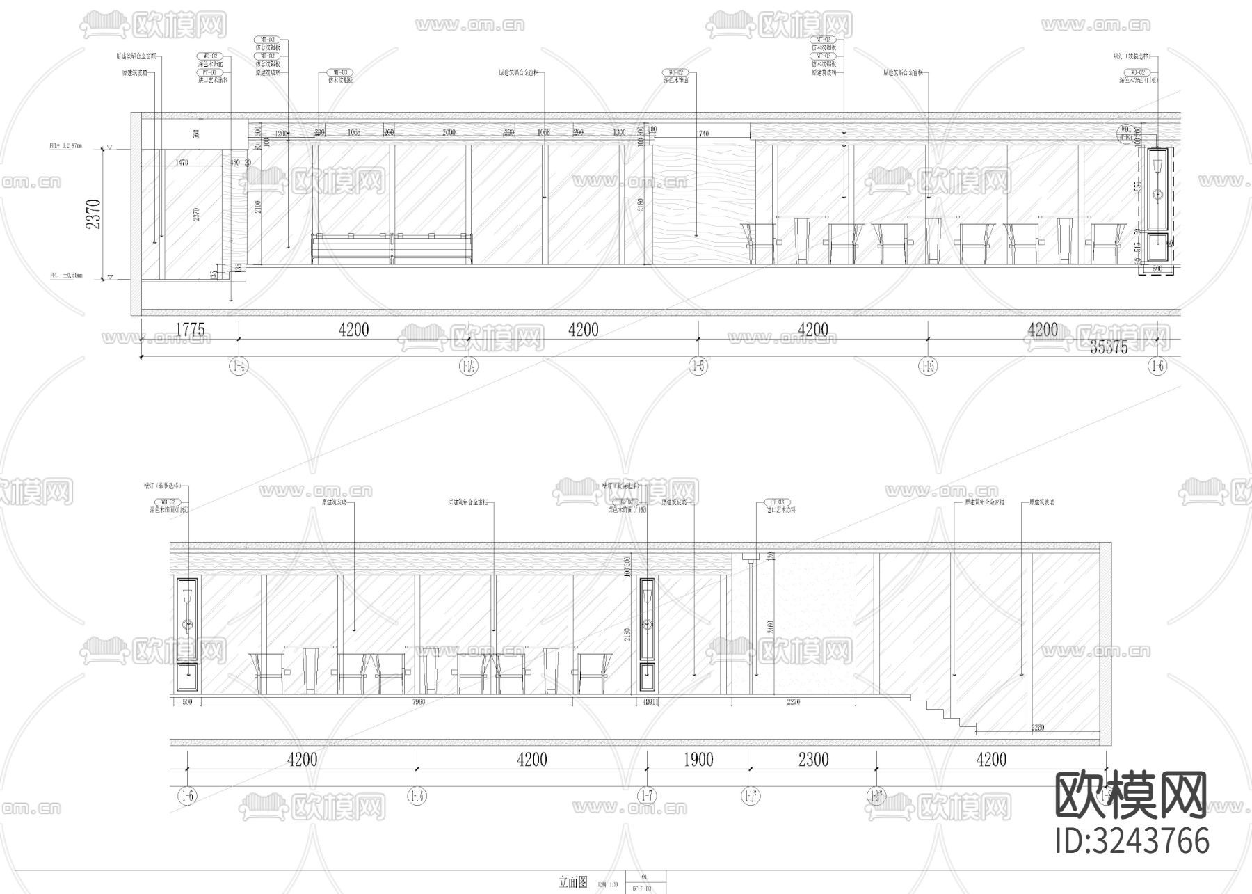 19500㎡高端民宿酒店cad平面图下载（渲染图1）