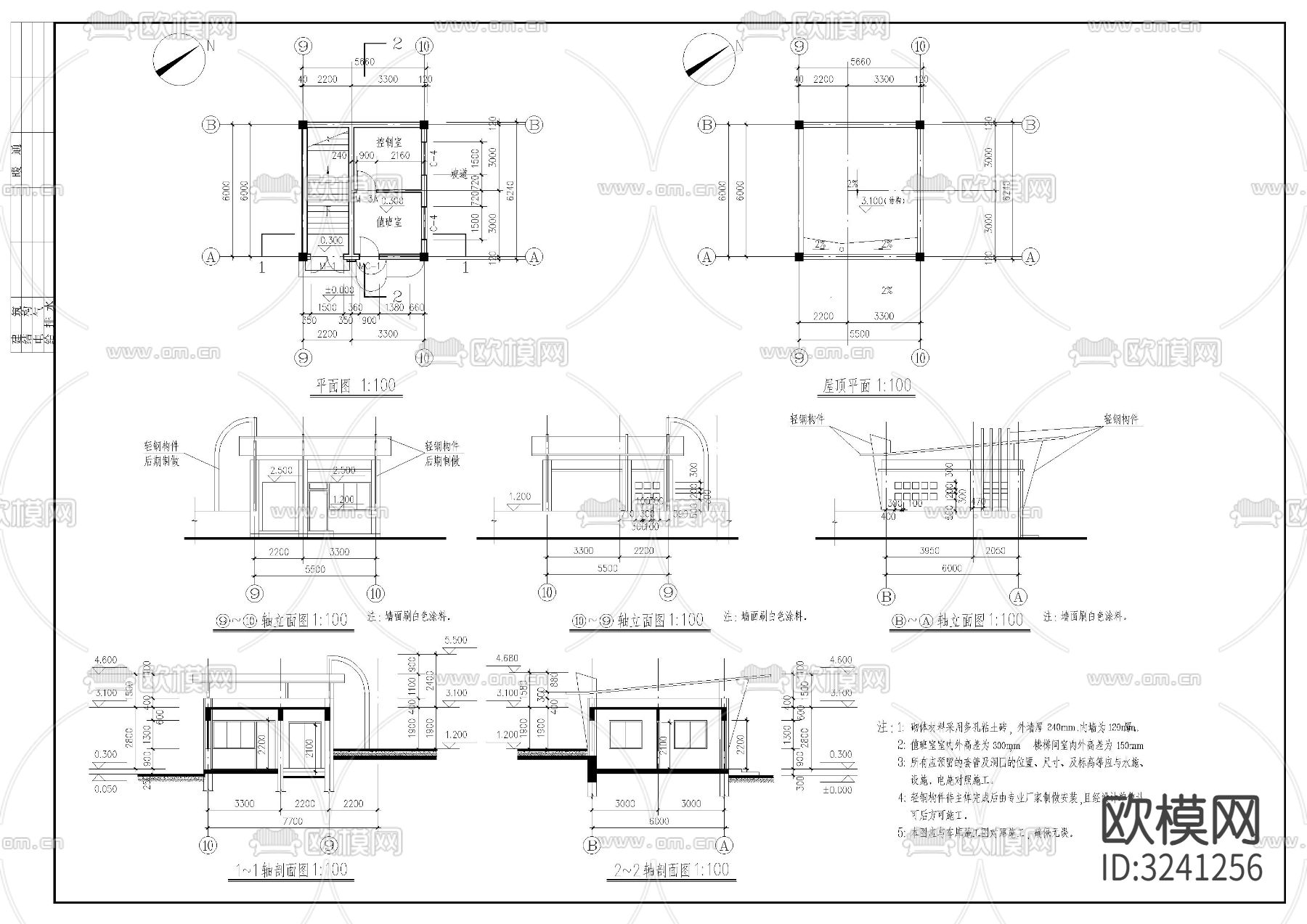 小区车库cad平面图下载（渲染图3）