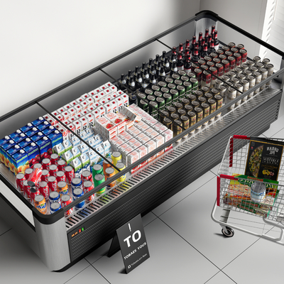  超市冰柜 冷藏柜su模型 