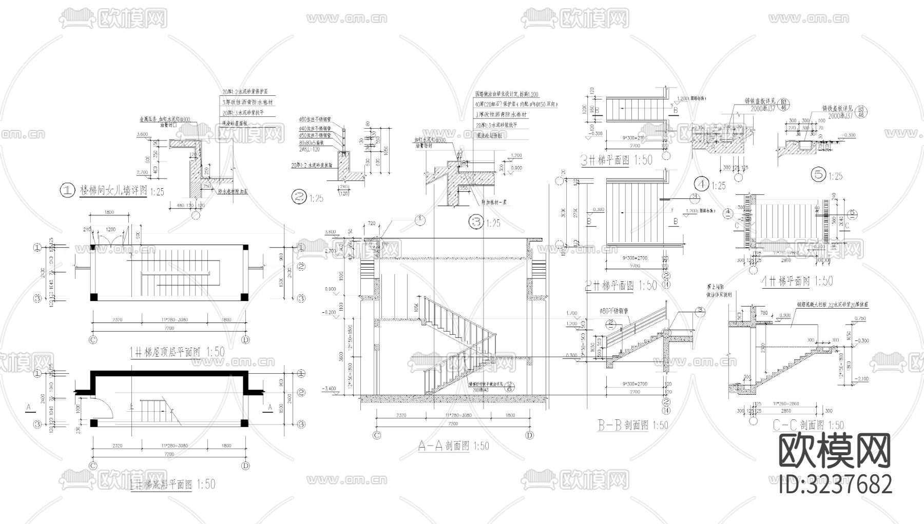 半地下汽车库cad平面图下载（渲染图3）