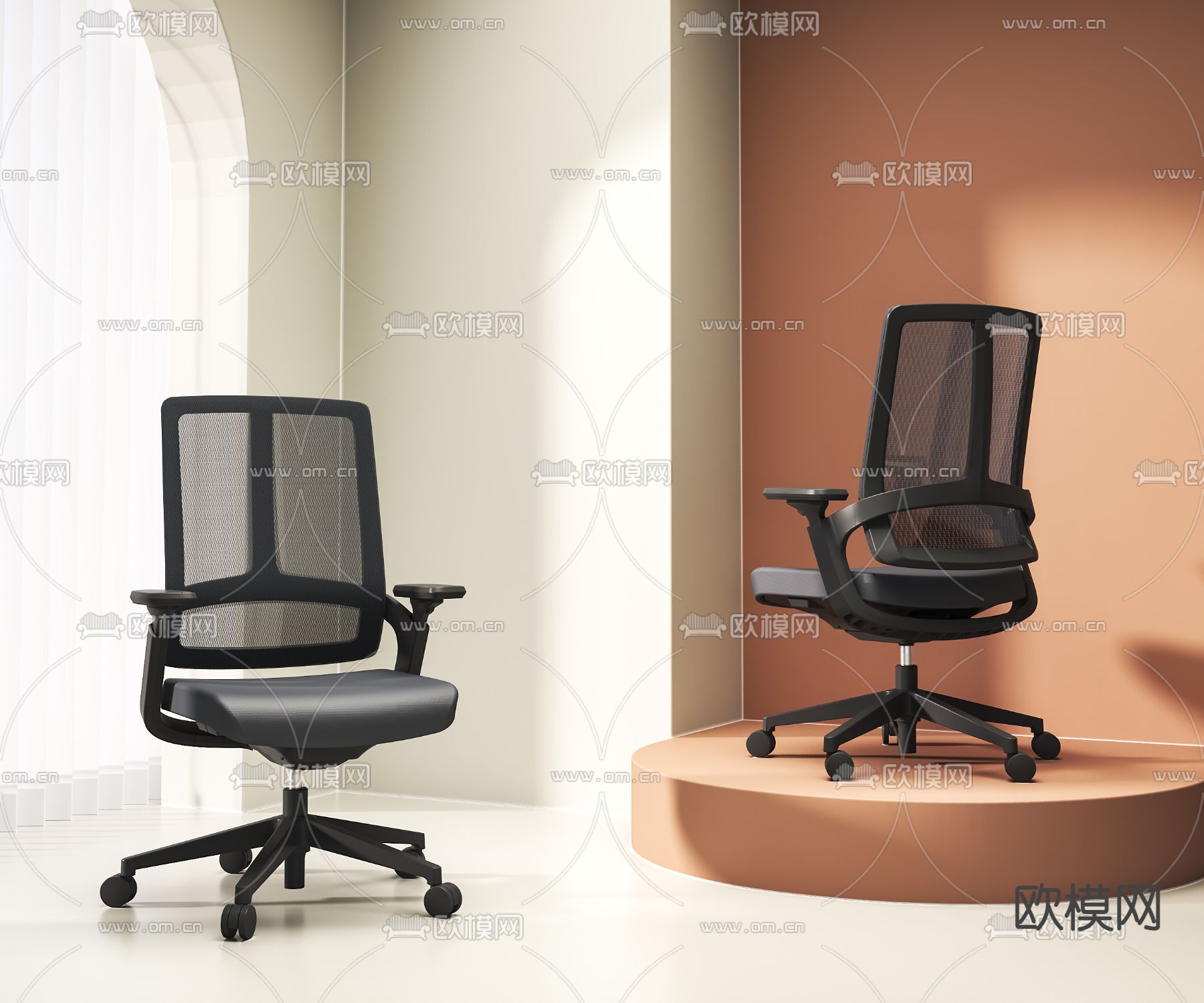 网布办公椅 职员椅3d模型下载