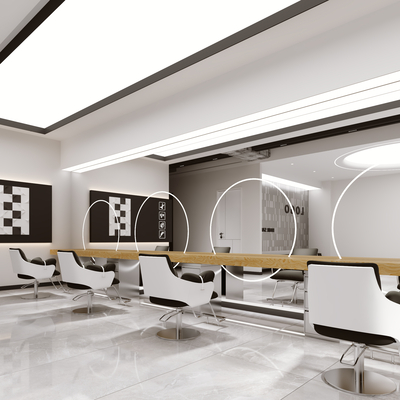  极简美发店su模型 