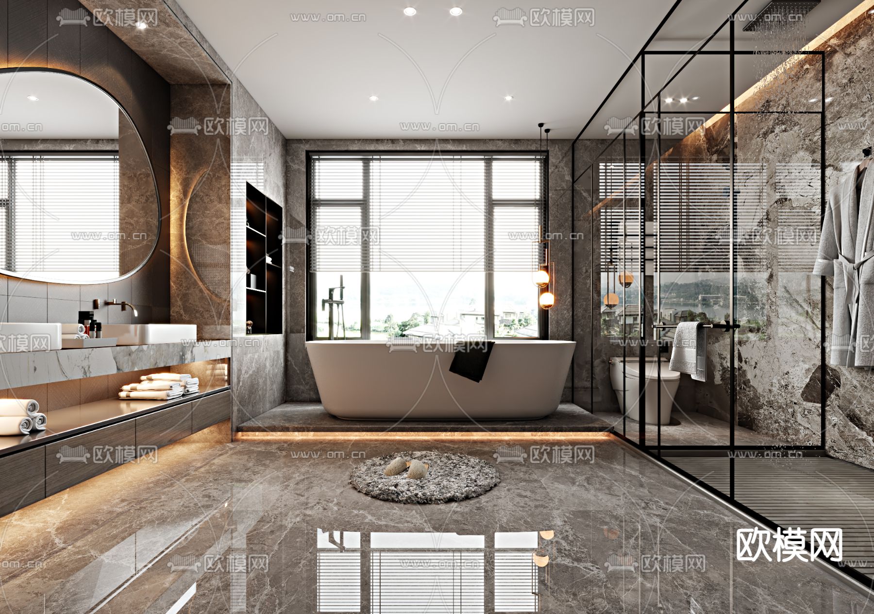 轻奢卫生间 浴室3d模型下载