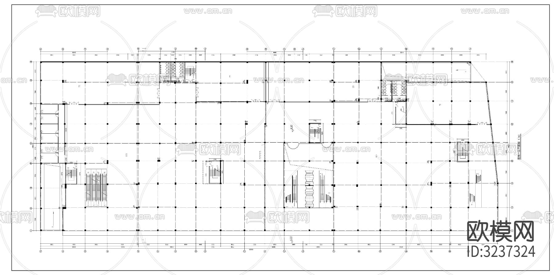 商场 地下二层停车场cad平面图下载（渲染图3）