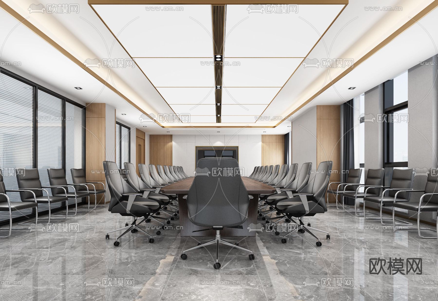 现代会议室3d模型下载