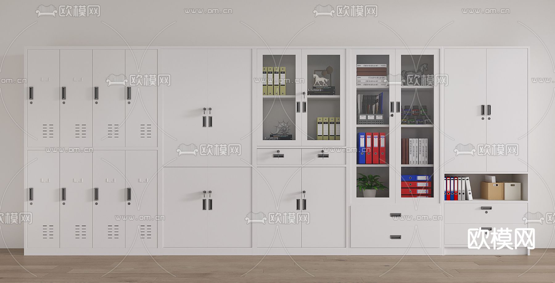 办公室资料柜 档案柜 文件柜 铁皮柜su模型下载（渲染图1）