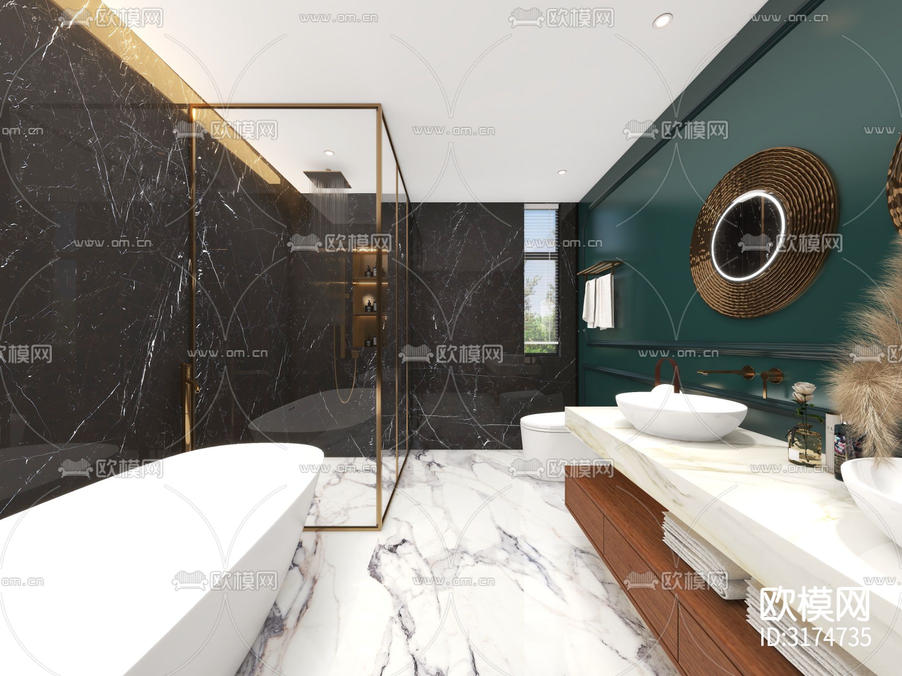 现代卫生间装修效果图下载（渲染图6）