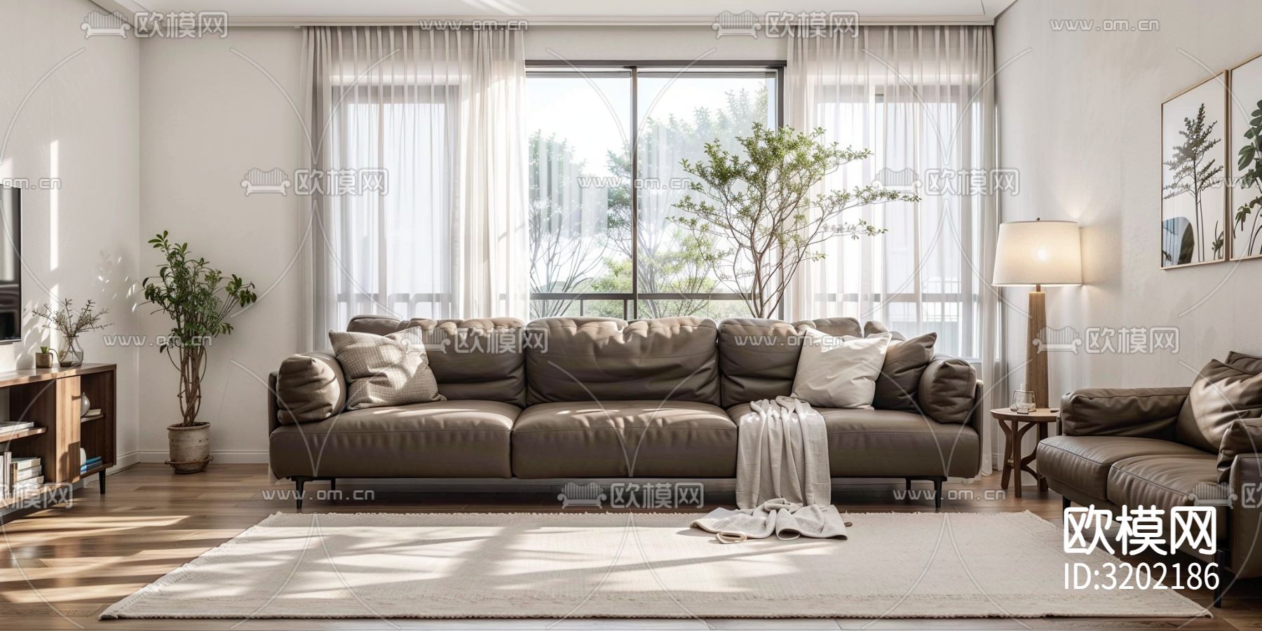 原木风客厅装修效果图下载（渲染图3）