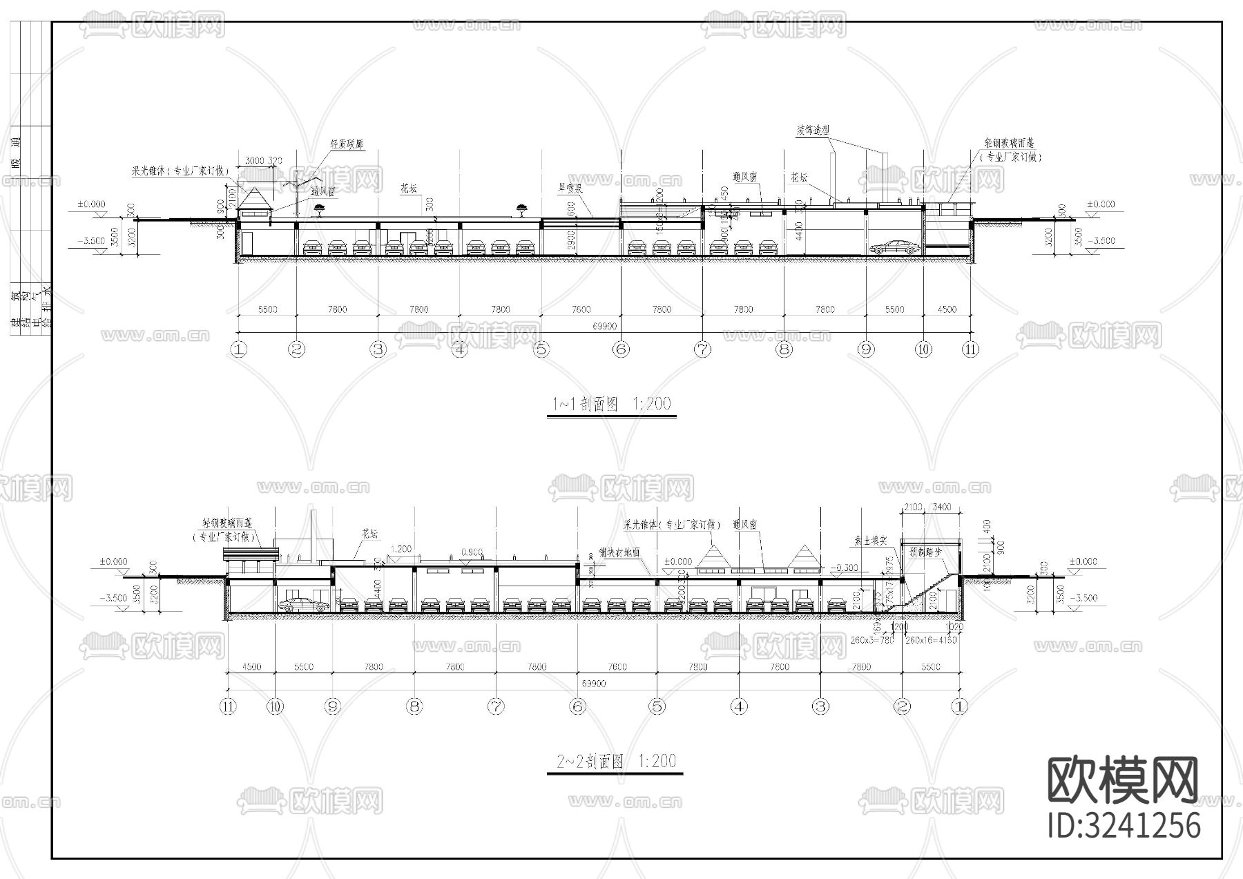 小区车库cad平面图下载（渲染图5）