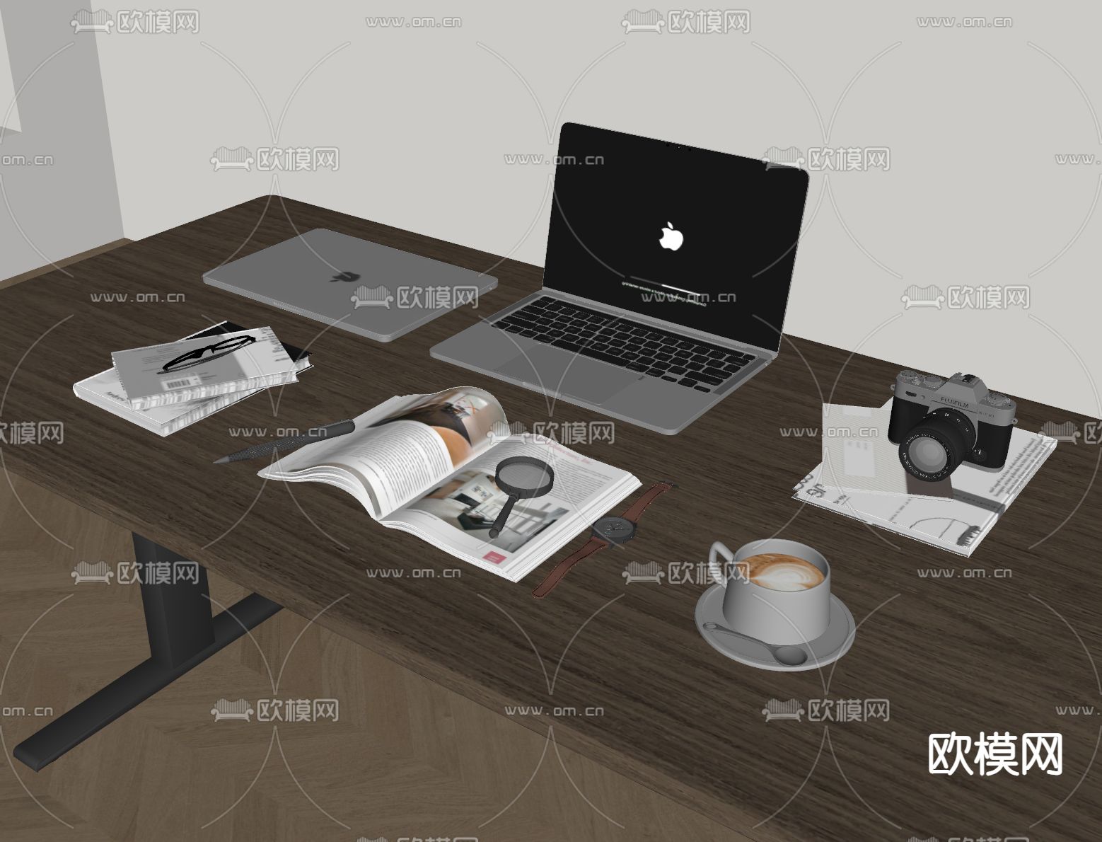 电脑 办公用品 桌面摆件su模型下载（渲染图1）