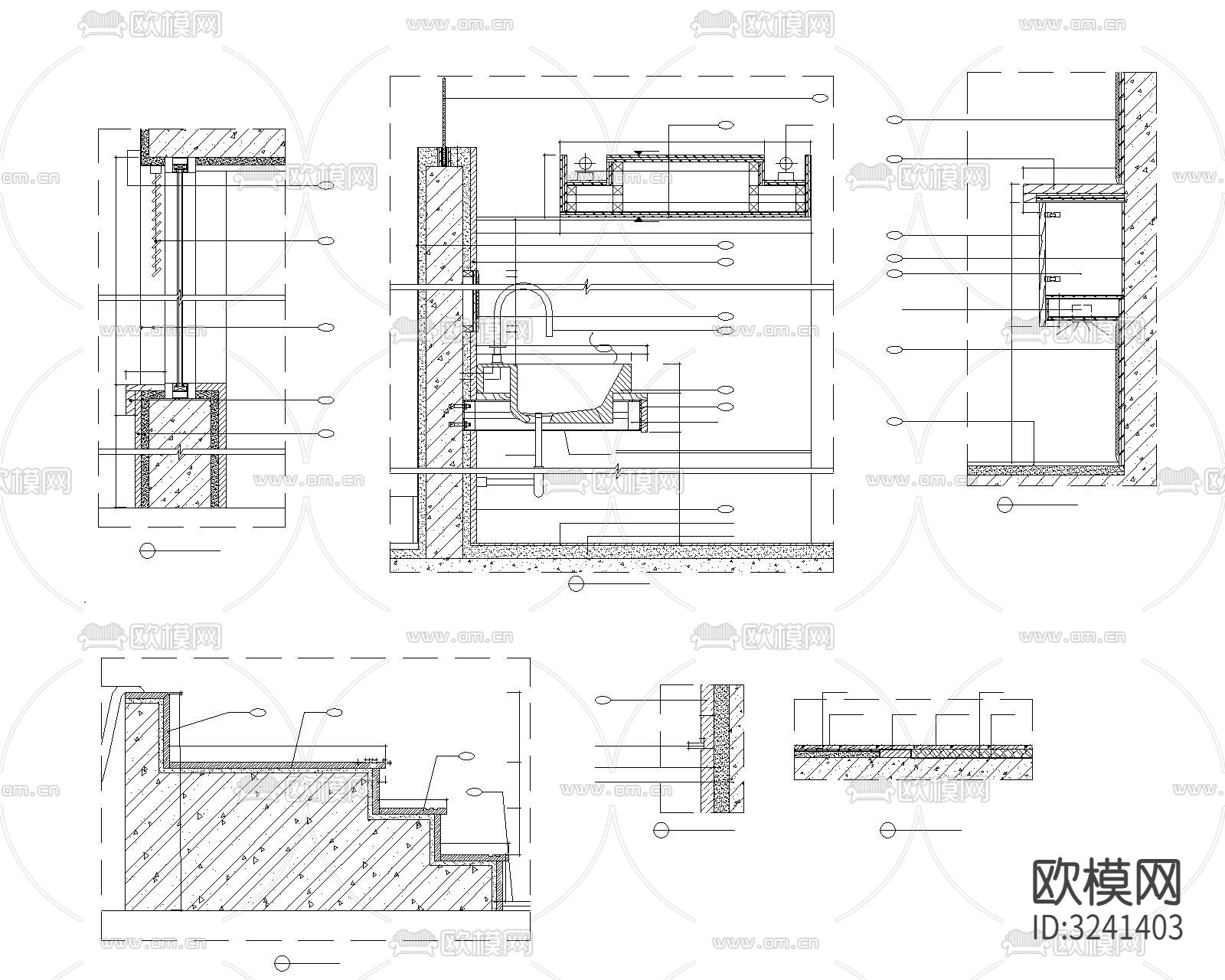主卧卫生间cad立面图下载（渲染图3）