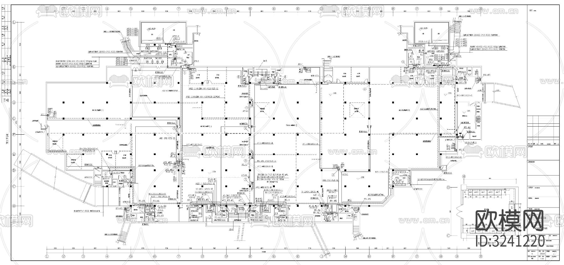 地下汽车库电气cad施工图下载（渲染图2）