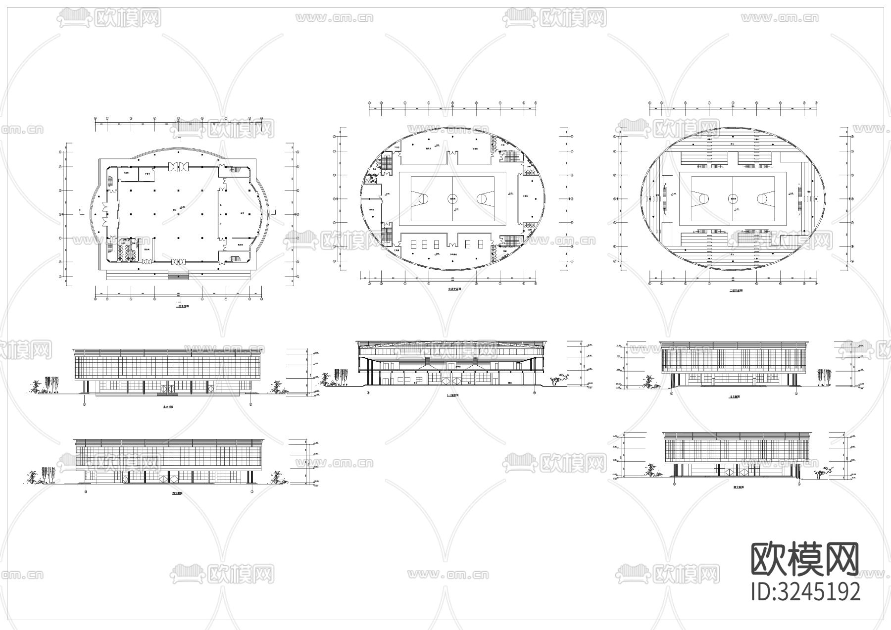 体育馆cad立面图下载