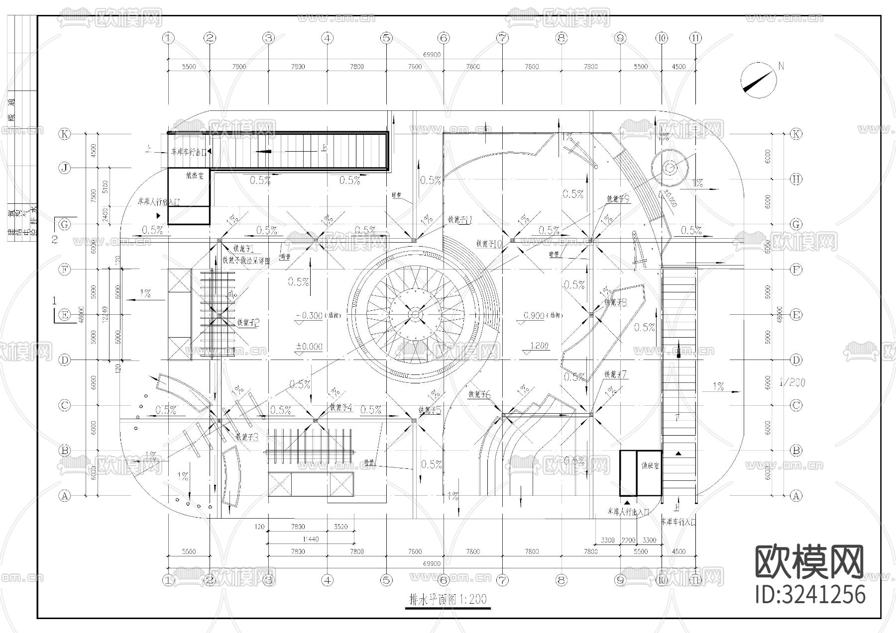 小区车库cad平面图下载（渲染图10）