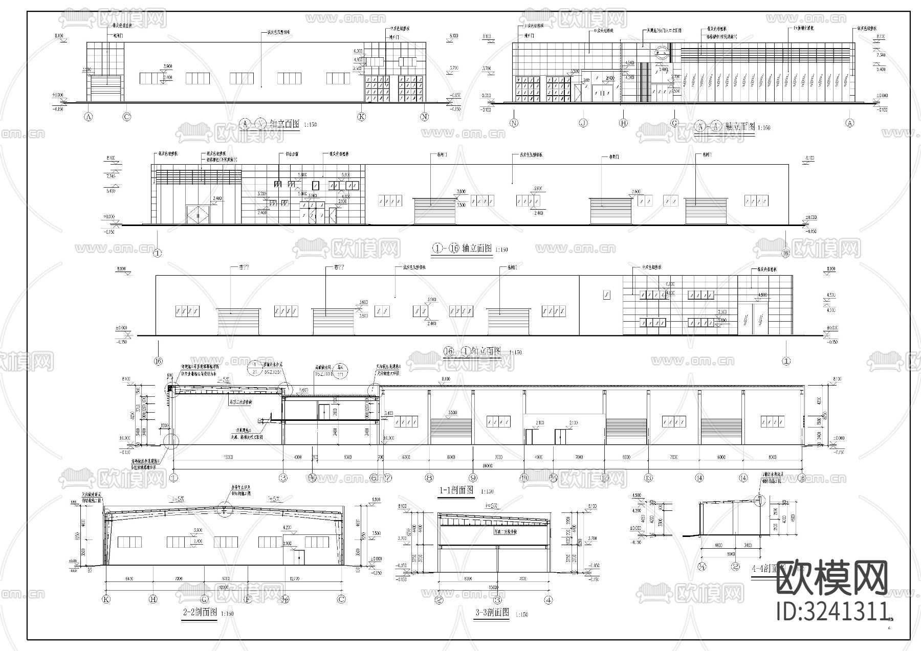 汽车维修建筑cad平面图下载（渲染图2）