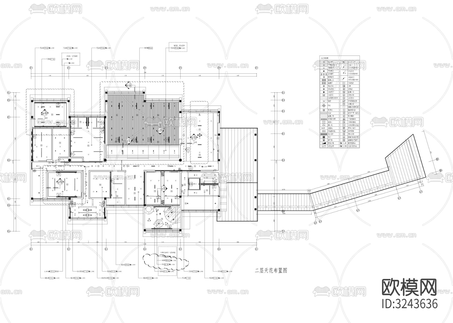 2180㎡售楼处cad平面图下载（渲染图4）