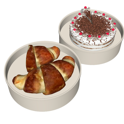  食物 奶油蛋糕 牛角包 面包su模型 