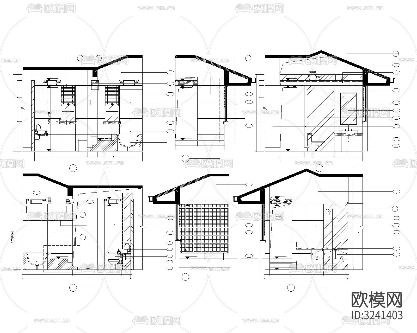 主卧卫生间cad立面图下载（渲染图4）