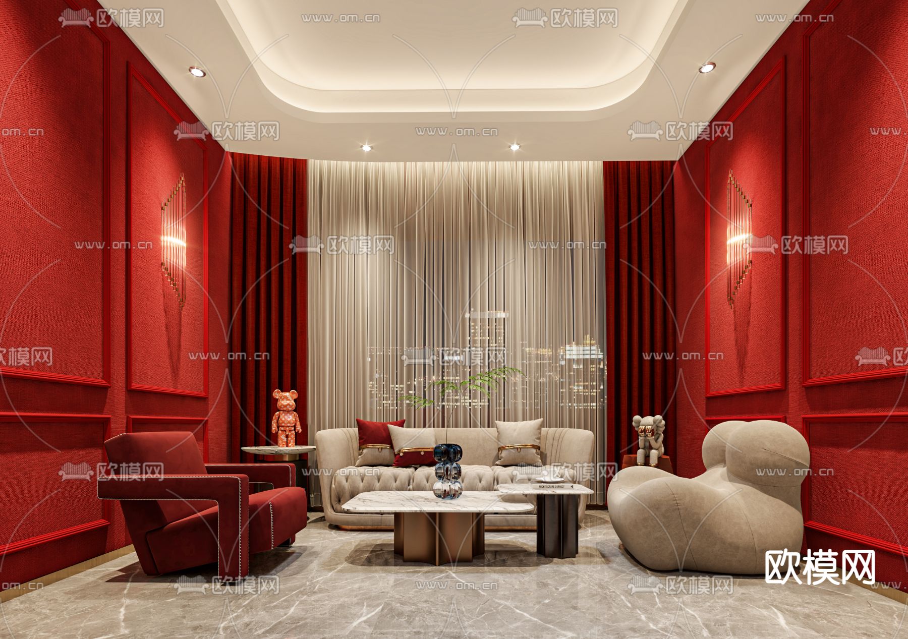 简欧接待区su模型下载（渲染图2）