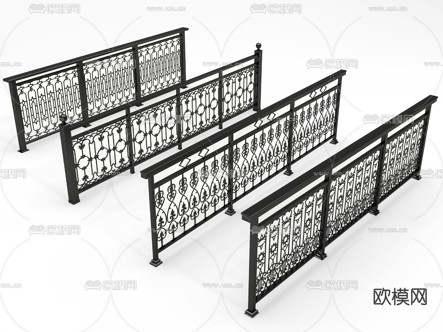 简欧栏杆 围栏 护栏 扶手3d模型下载