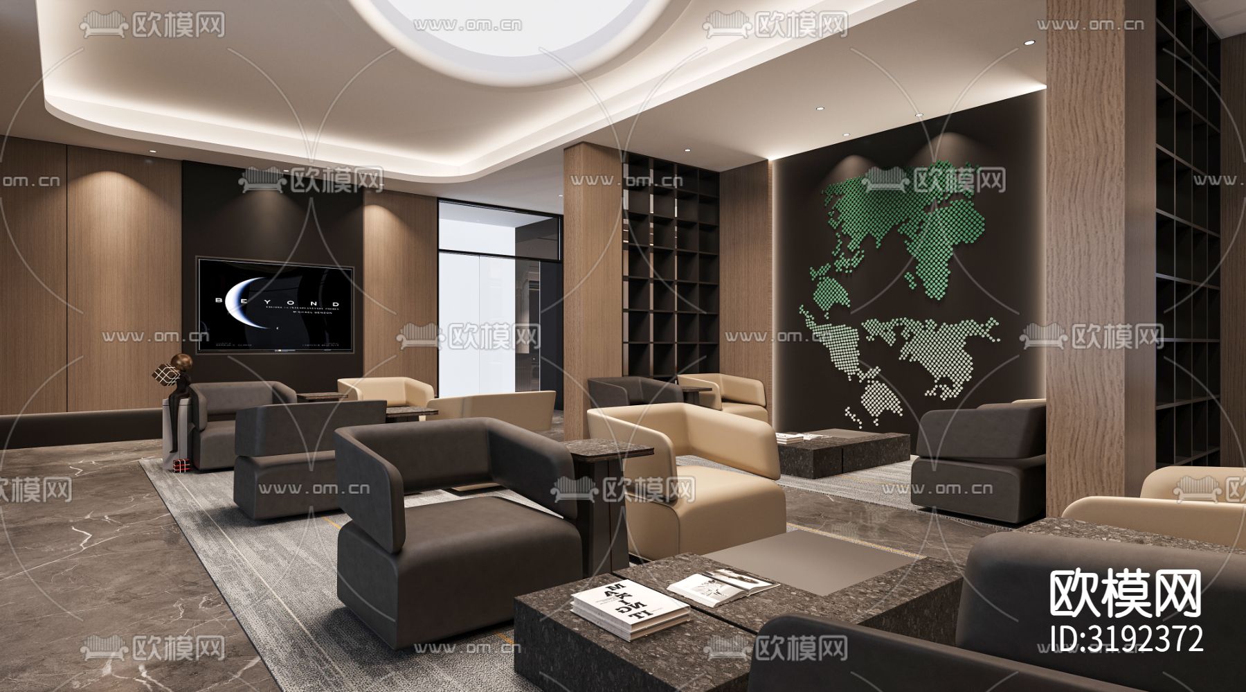 办公前台大堂装修效果图下载（渲染图5）