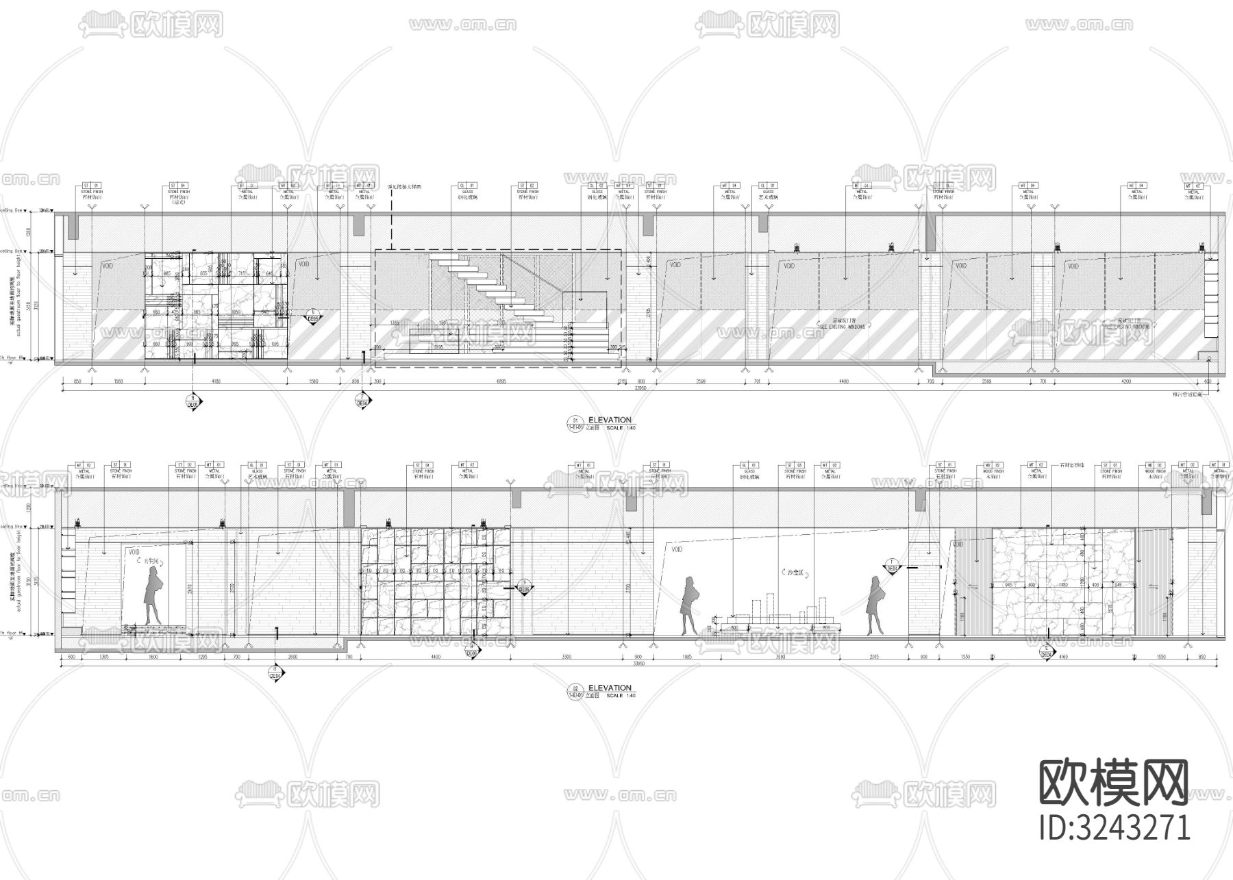 1060㎡售楼处cad平面图下载（渲染图5）