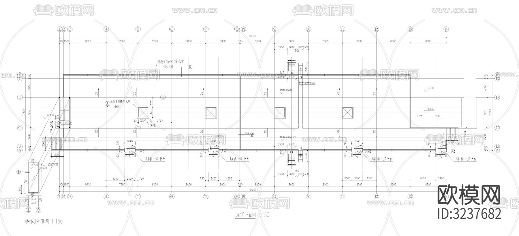 半地下汽车库cad平面图下载（渲染图2）