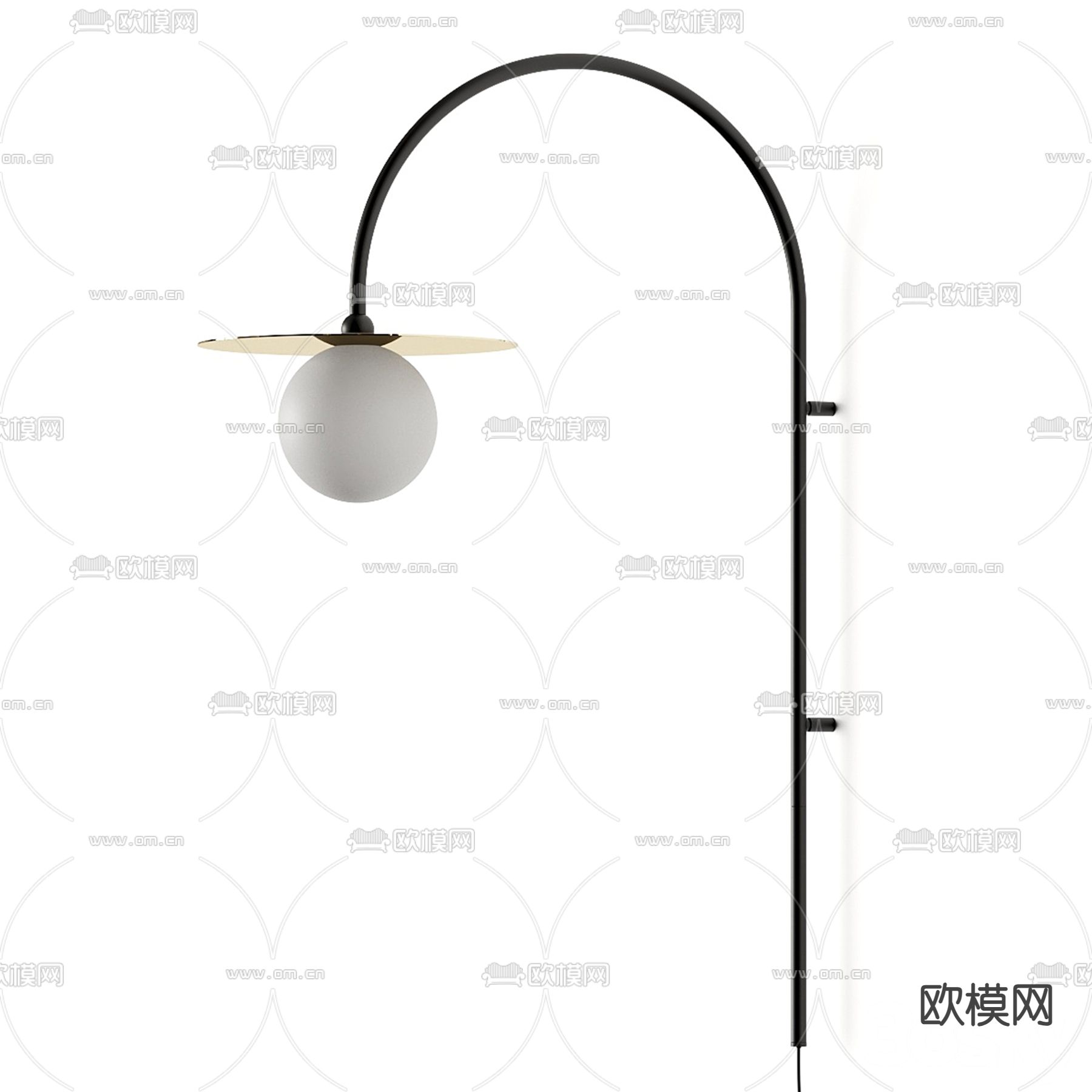 简欧球形壁灯3d模型下载（渲染图2）